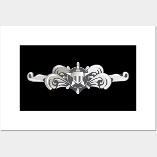 USCG - Cutterman Badge - Enlisted  - Silver  wo Txt Posters and Art